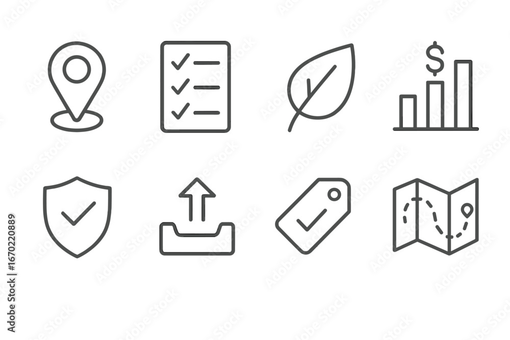 Poster vector icons representing tracking and analysis concepts