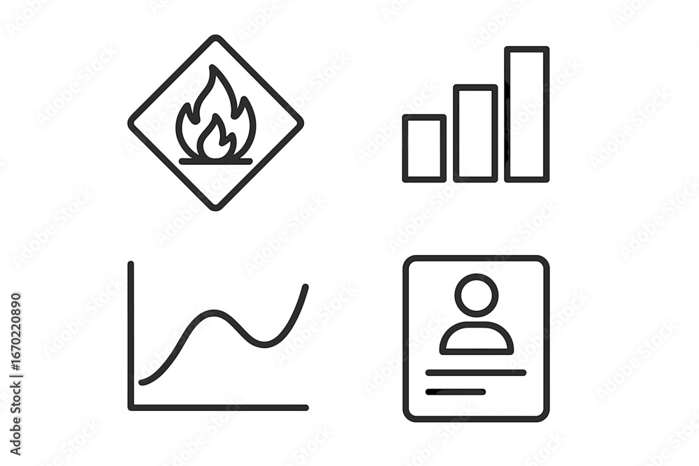 Aufkleber fire warning signs and data representation elements in vector format