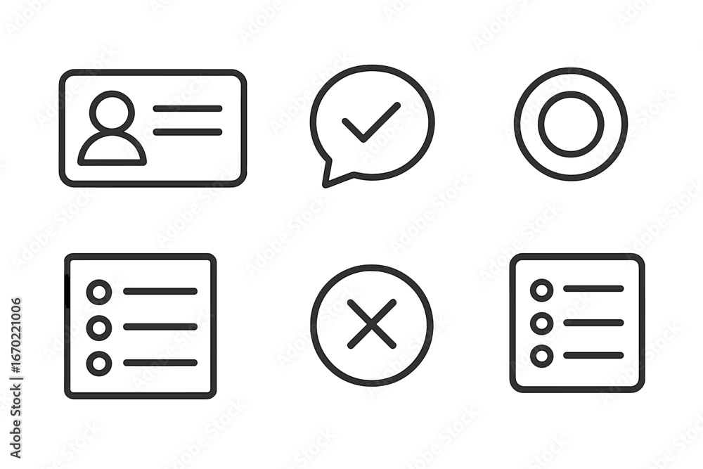 Poster vector illustration of simple icons for user profiles and checklists
