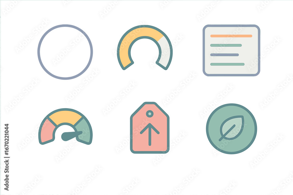 Poster colorful vector icons for abstract concepts and metrics