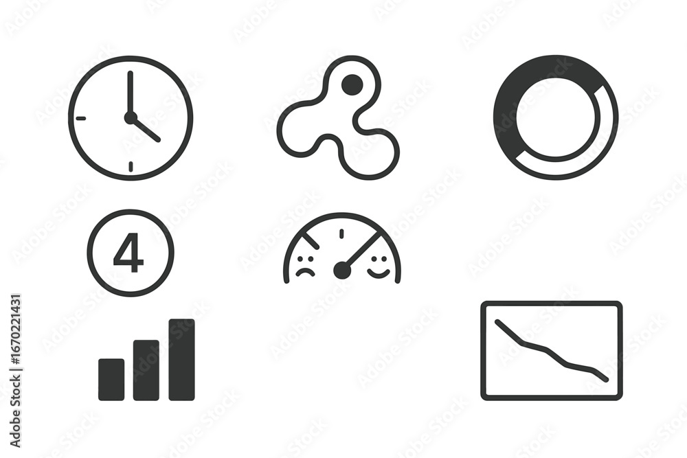 Poster vector illustration of various graphics for time and metrics