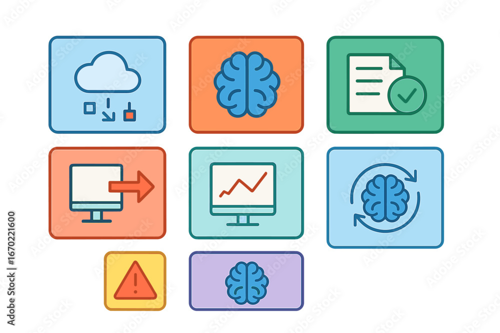 Poster conceptual representation of cloud computing and data processing