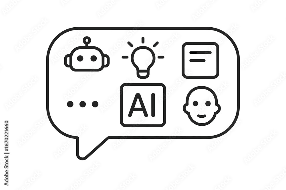 Poster ai-driven modern communication and tech icons