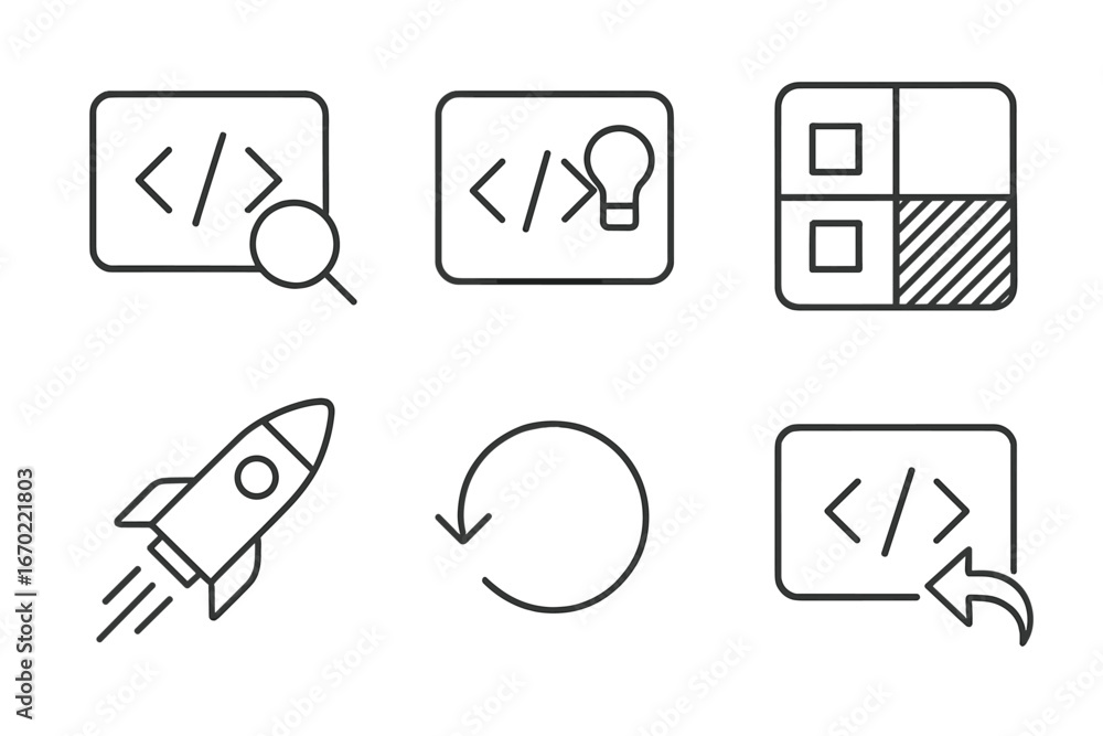 Poster black and white vector of coding symbols and tech elements