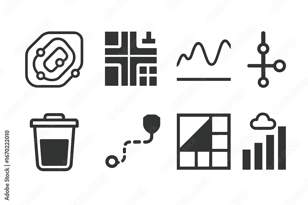 Poster vector illustration of various data visualization icons and elements