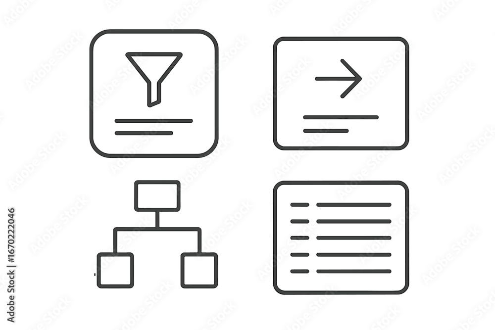 Poster vector illustrations of various diagram and flowchart icons