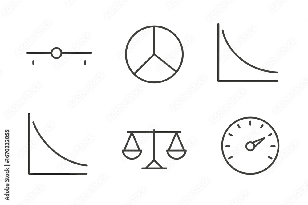 Poster vector illustration of various graph types and scales for learning
