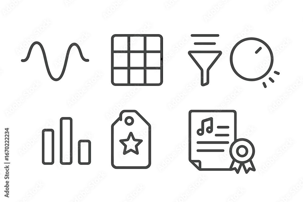 Poster modern vector icons representing data analysis and graphs