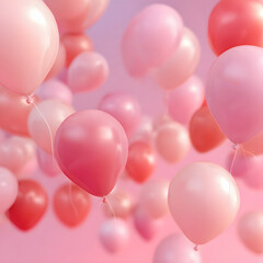 Celebrate with stunning pink balloons floating in a dreamy, romantic atmosphere