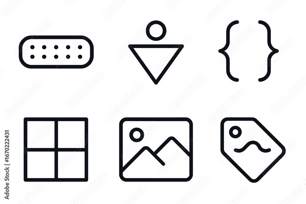 Poster creative vector icons illustrating common design elements and shapes