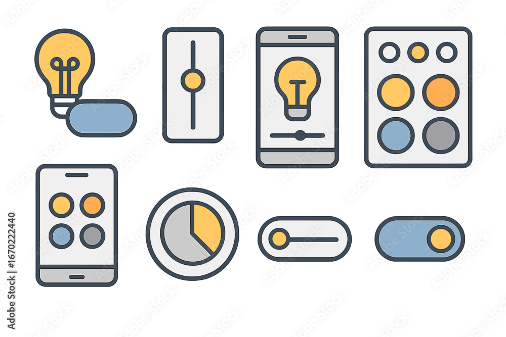 Poster this collection features vector outline icons representing user interface components essential for d