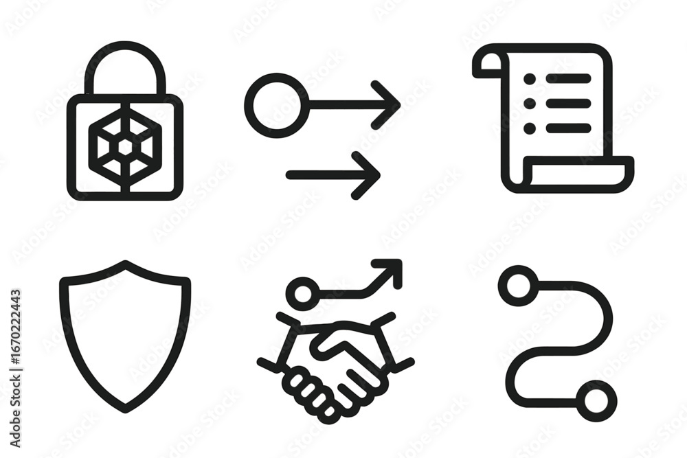 Poster vector icons for data protection and transaction security