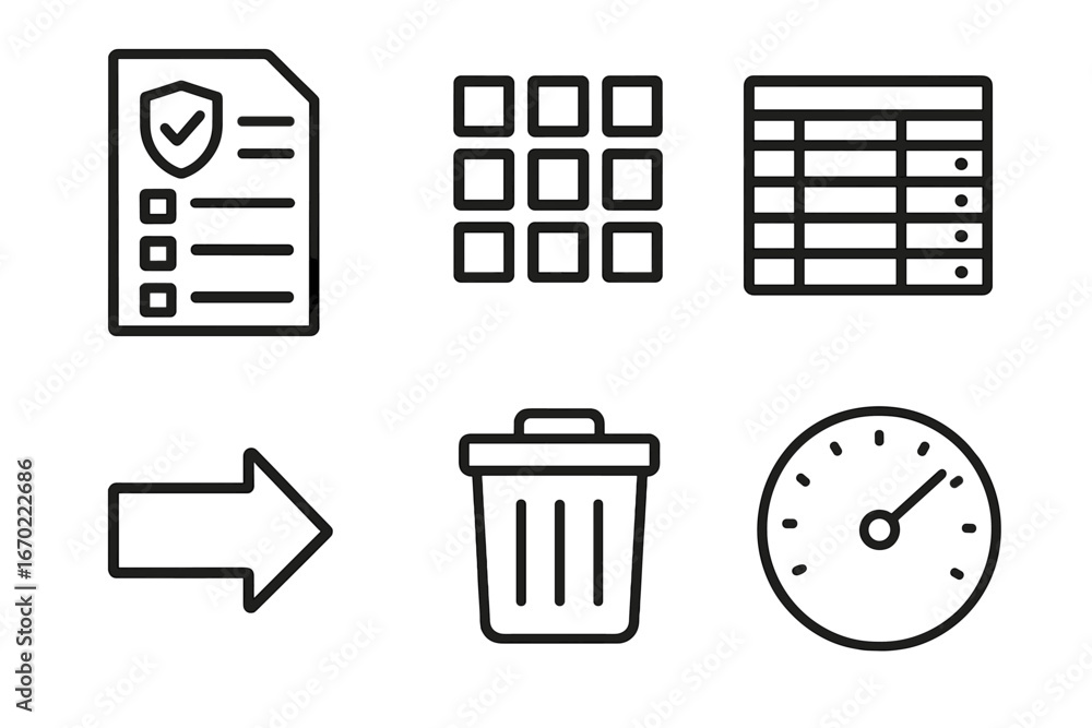 Poster vector illustrations of common office elements in a minimalist style