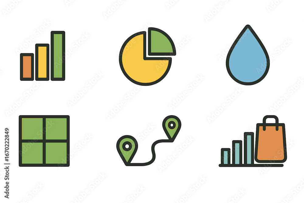 Poster graphical representations of data in flat vector design