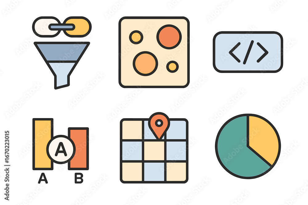 Poster vector illustration of data analysis tools for visual representation