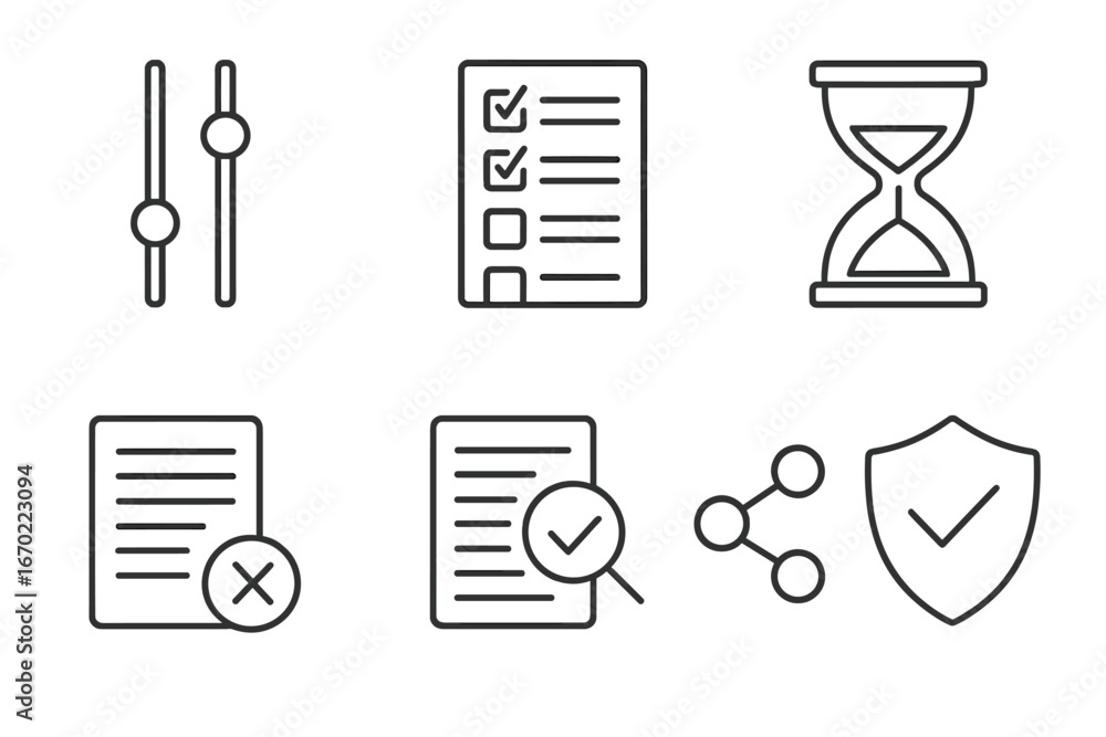 Poster vector icons for tasks in digital workflows