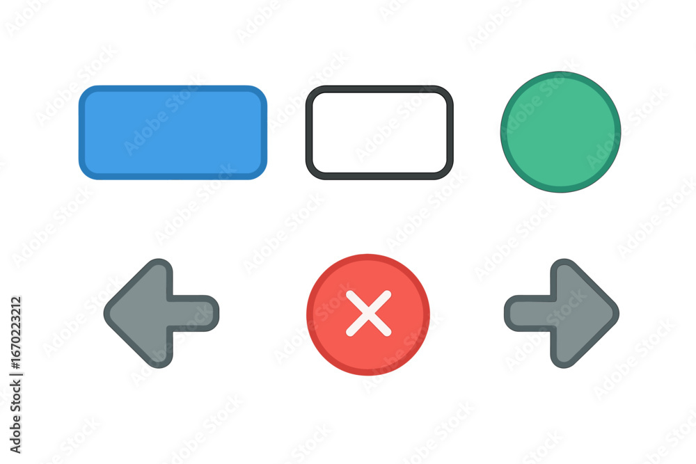 Poster vector outline icon set featuring various shapes and directional symbols suitable for digital interf