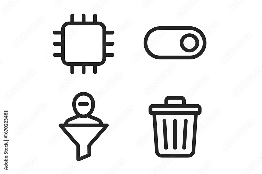 Poster modern vector icons representing technology and data management tools