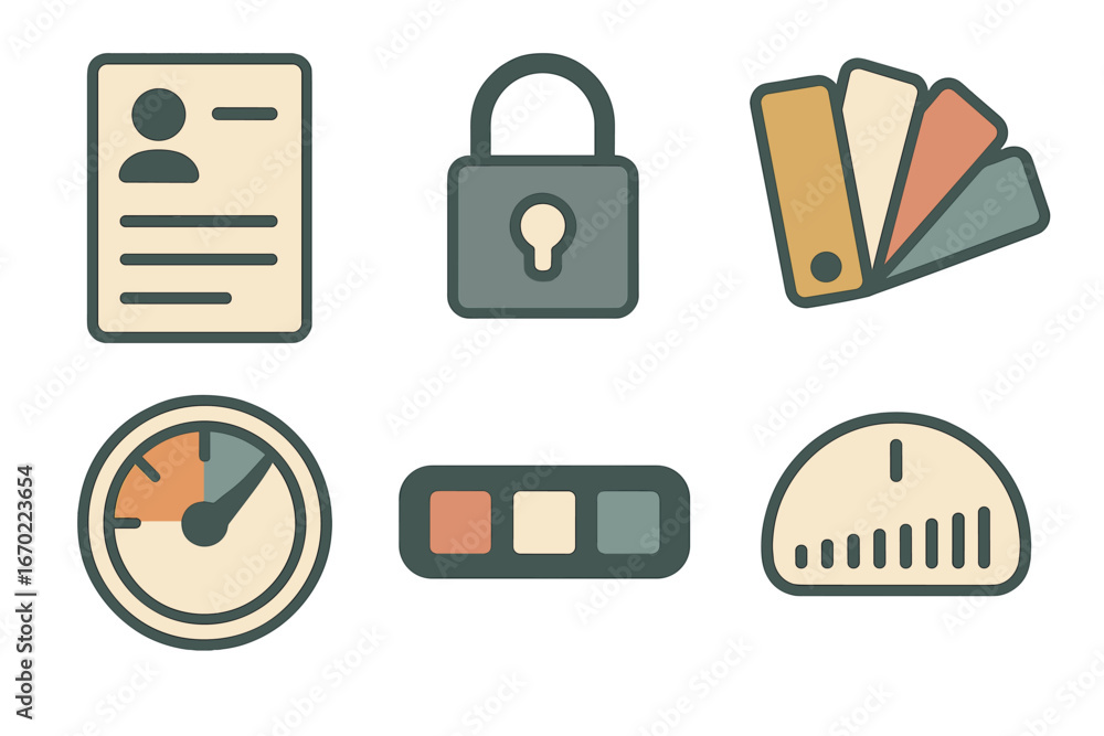 Poster vector illustration showing design tools and security concepts
