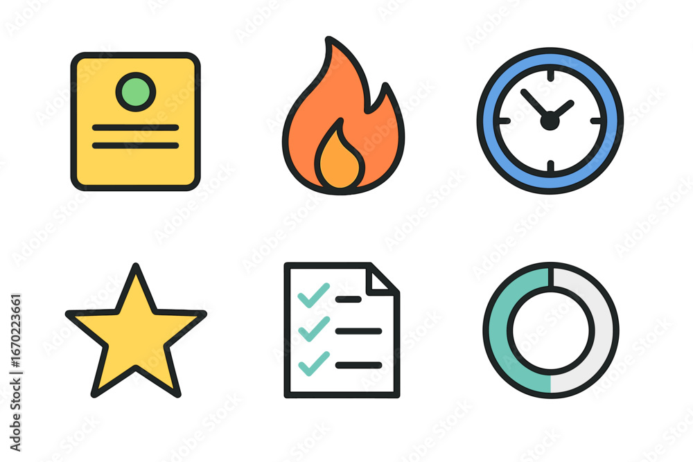 Poster vector illustration of various icons representing actions and concepts