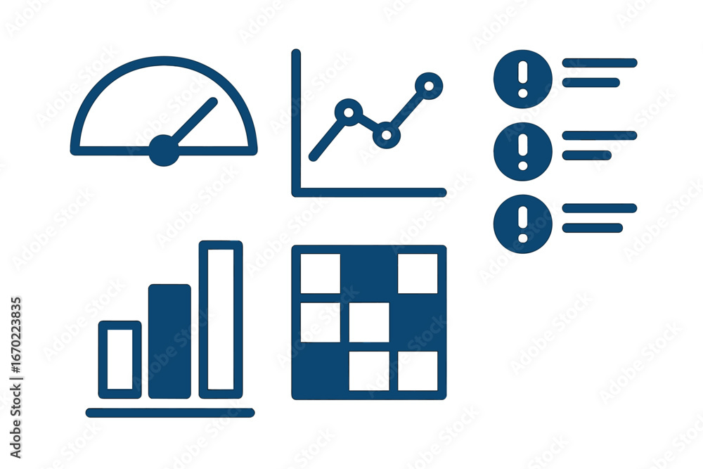 Poster data visualization elements for reports on performance metrics