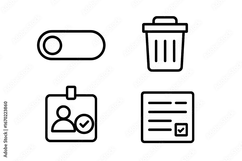 Poster icons representing user actions in digital interfaces