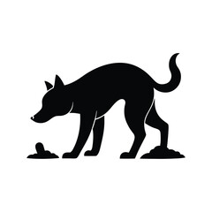 Dog digging with back legs icon silhouette