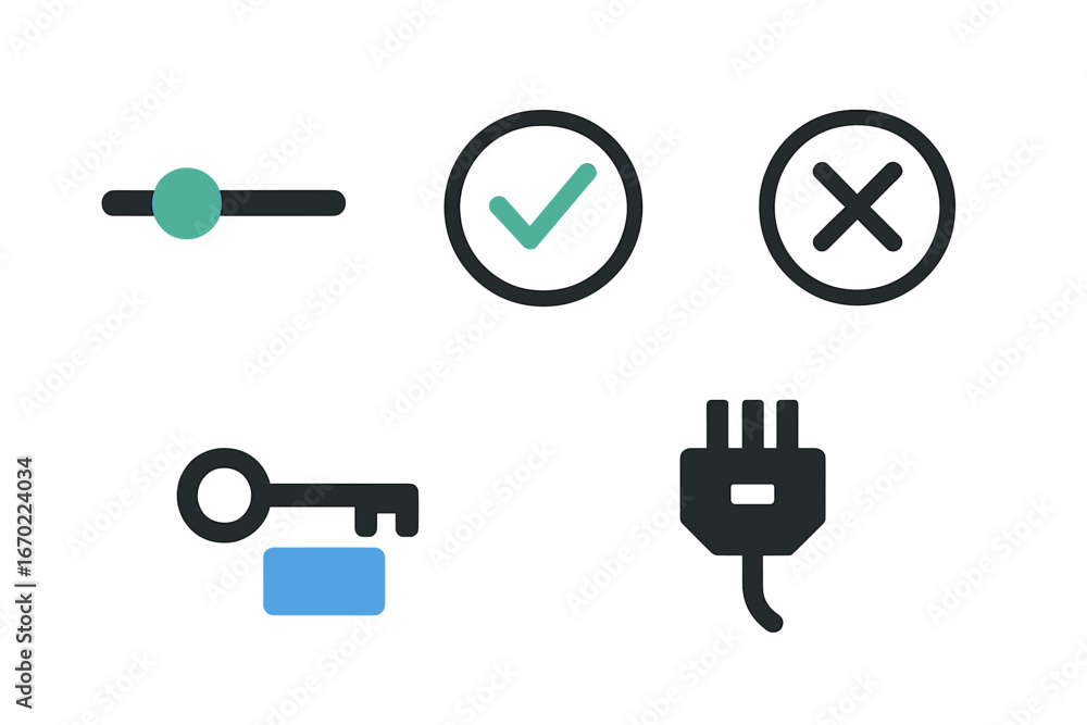 Poster Icons representing security and functionality in a modern design