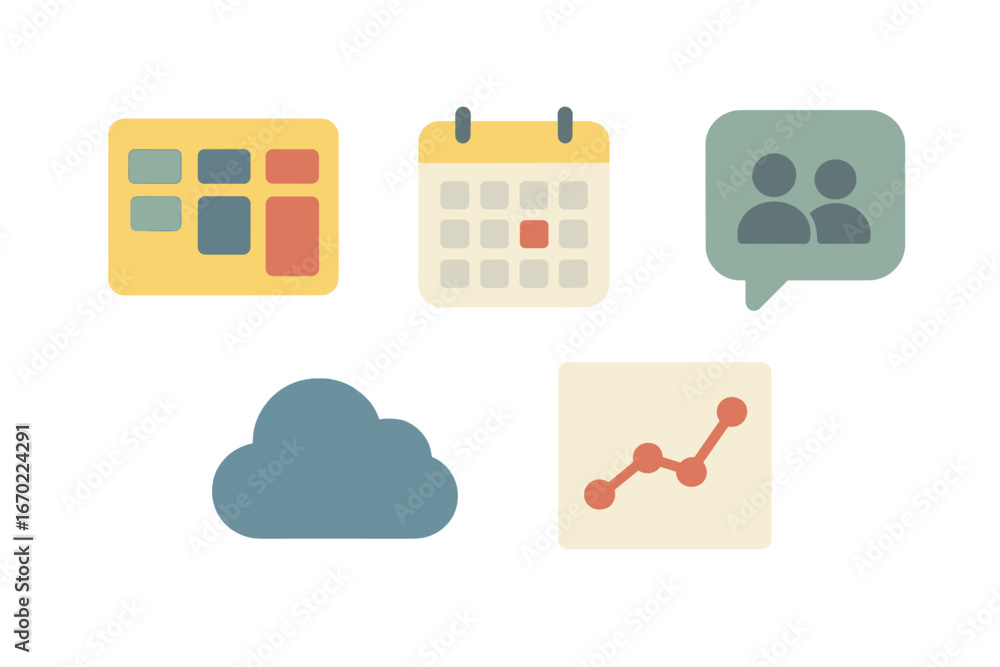 Poster vector elements representing productivity tools for efficient planning