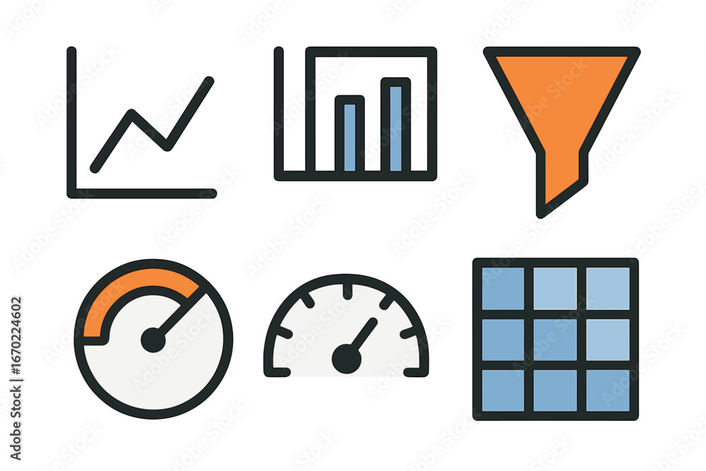 Poster vector illustration of business analytics icons for data visualization