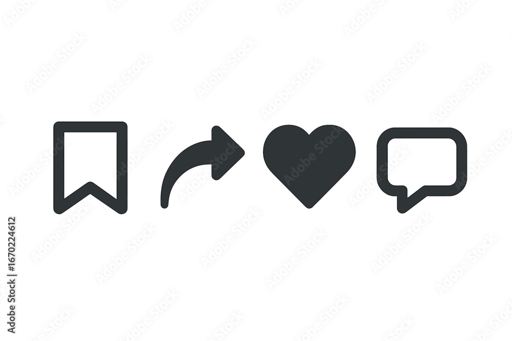 Poster Icon set of social media actions in vector style for digital use