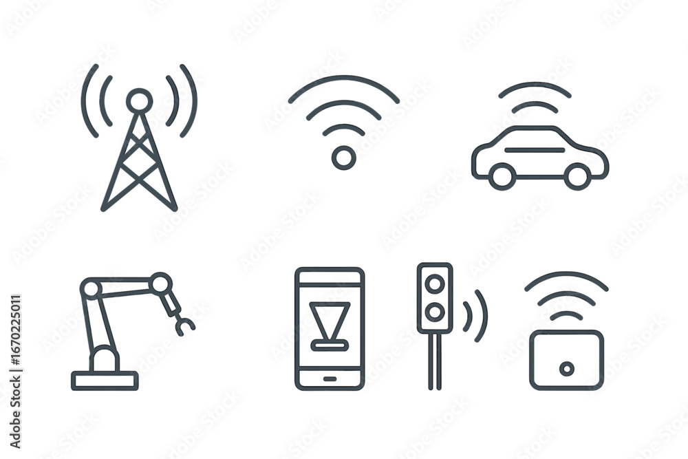 Poster vector art of communication tech and automation elements