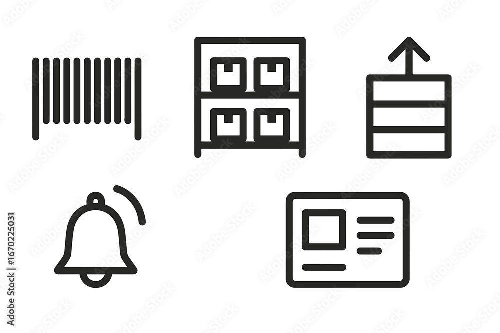 Poster icons showing storage and notifications in vector style
