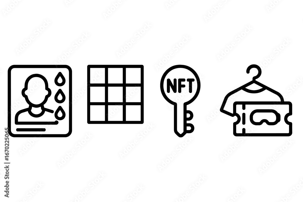 Poster vector art of digital assets and nft authentication symbols