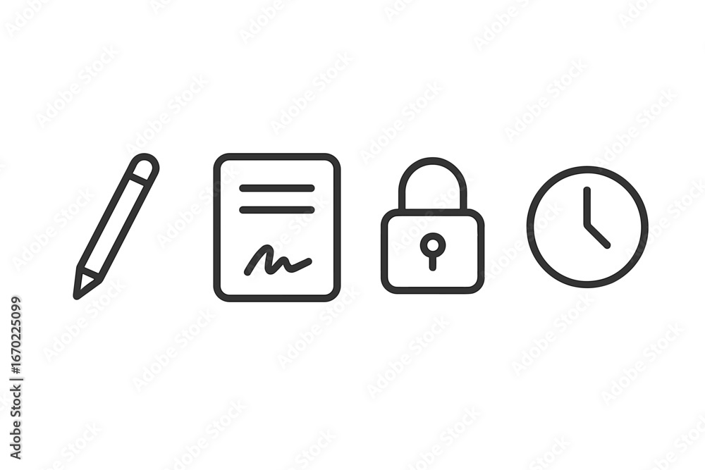 Aufkleber simple vector icons for note-taking and security concepts
