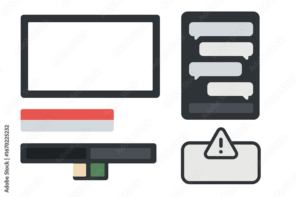 Poster vector illustration of blank screen with message icons and alerts