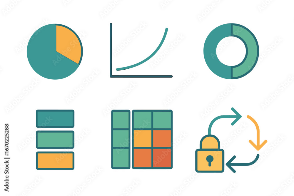 Poster dynamic vector illustrations of data visuals and security concepts