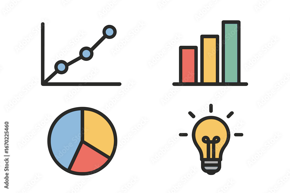 Poster graphs and charts illustrating data analysis and insights
