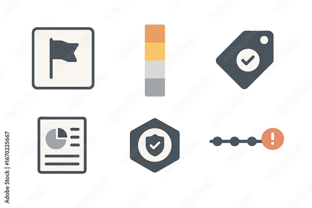 Poster vector icons illustrating project management elements