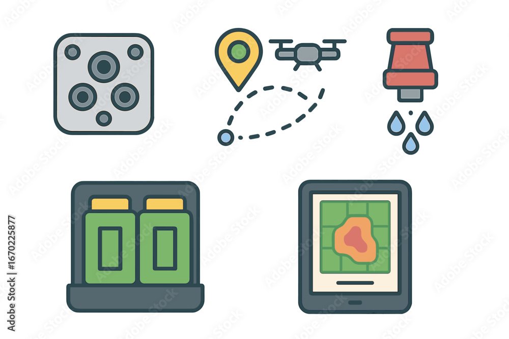Poster modern tech tools for mapping and monitoring illustration