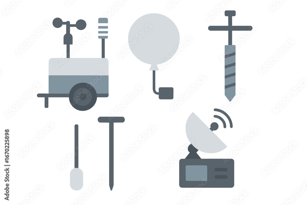 Poster vector art of weather instruments on white background