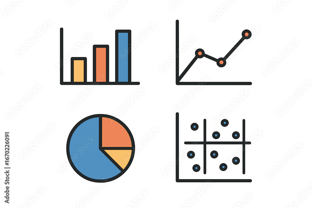 Poster graphs and charts for data visualization in business presentations