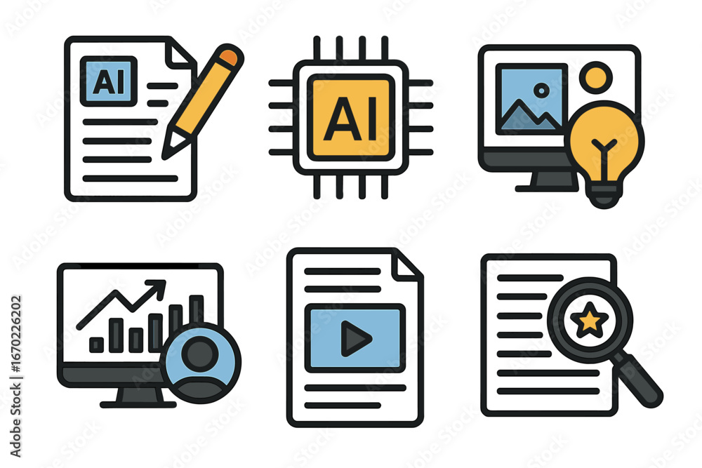 Poster vector icons showcasing artificial intelligence concepts