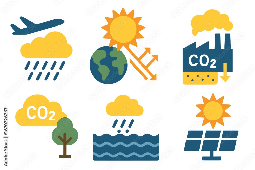 Poster vector icons illustrating environmental concepts