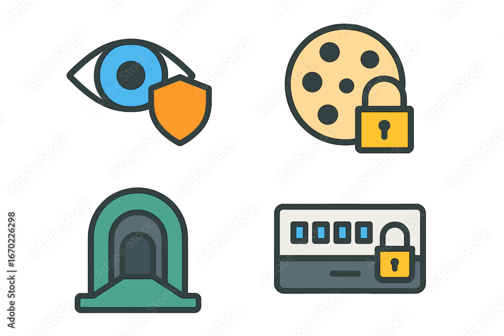 Poster visual elements of online security and user privacy concepts