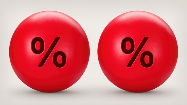 Two eggs with percentage signs representing expense split calculator icon concept to divide costs between users