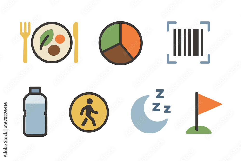 Poster vector illustration featuring various daily activities and objects
