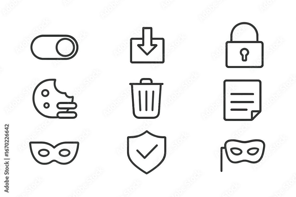 Aufkleber vector outline icon set featuring tools and symbols for functionality and design in modern applicati