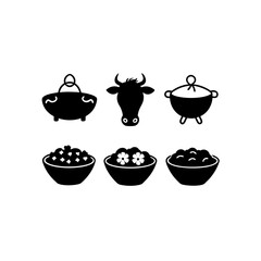 6 different irish stew silhouette vector icons set