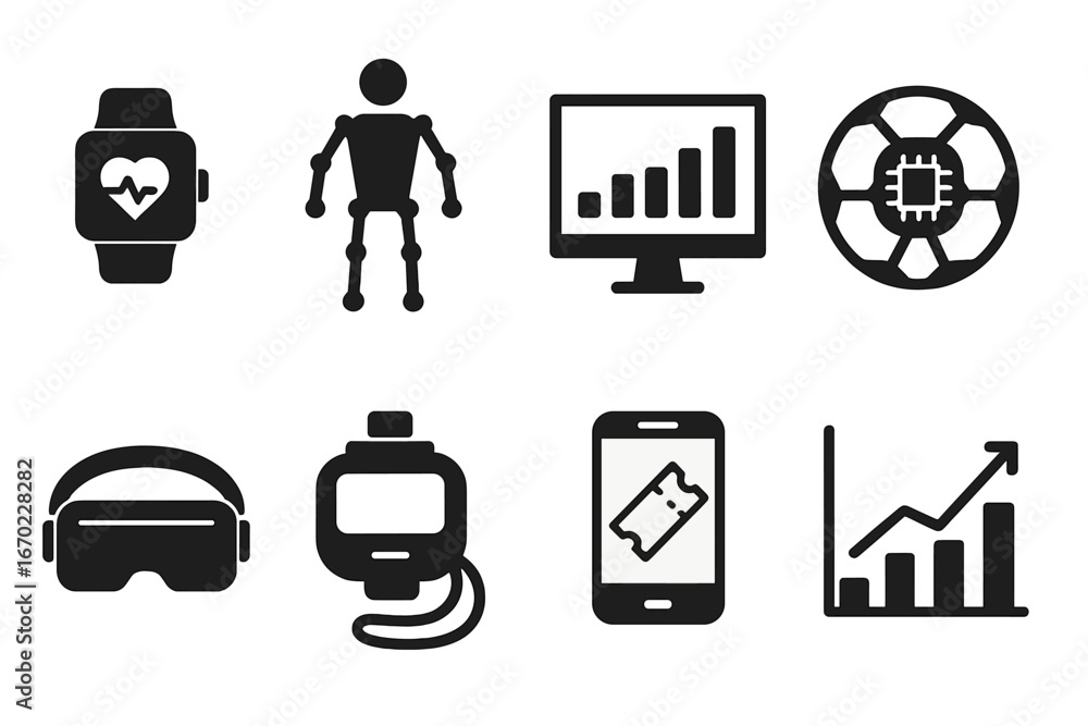Aufkleber vector outline icon set representing technology, health, and data analytics in a modern digital cont